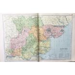 County of Essex Coloured Antique Large Map GW Bacon 1904.