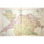 Coloured Antique Large Map North Wales GW Bacon 1904.