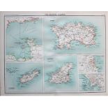 Victorian 1897 Map Channel Islands Jersey Guernsey St Peters Alderney St Hellier.