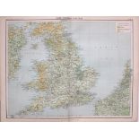 Victorian 1897 Map England & Wales Ireland Land Surface Features.
