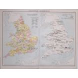 Victorian Antique 1897 Map Parliamentary Representation England & Wales.