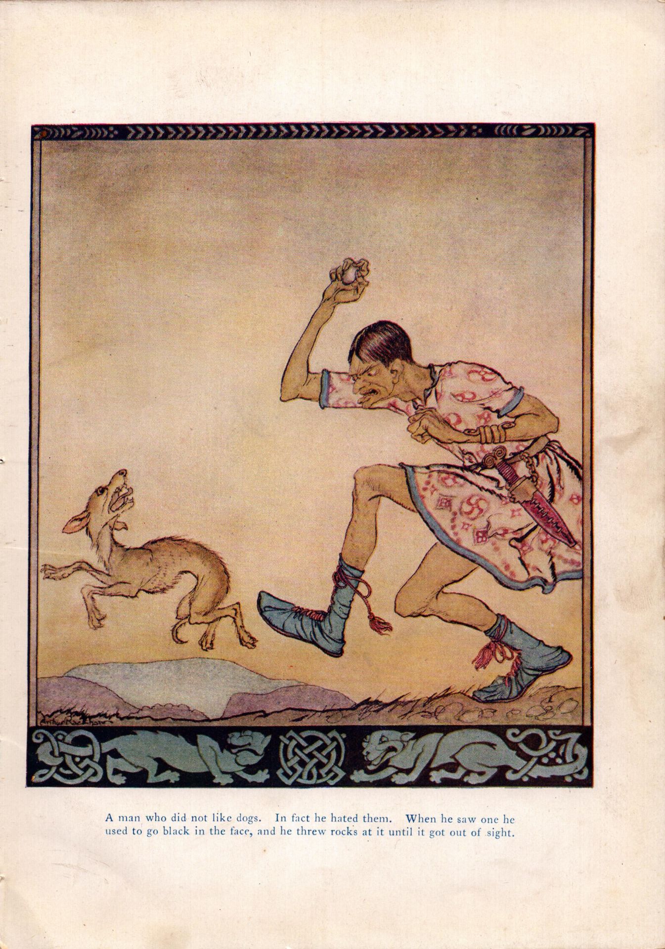 A Man Who Did Not like Dogs Irish Fairy Tales Arthur Rackham.