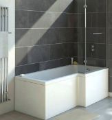 Brand New Lena White Right Hand Shower Bath with Screen - 1700 x 850mm RRP £480 **No Vat**