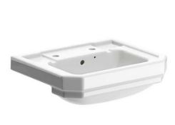 Brand New Boxed Whitechapel White Semi Recessed Basin with 2 Tap Holes RRP £200 **No Vat**