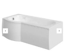 Brand New Pilma White P-shaped Left Hand Shower Bath and Panel- 1700 x 850mm RRP £290 **No Vat**