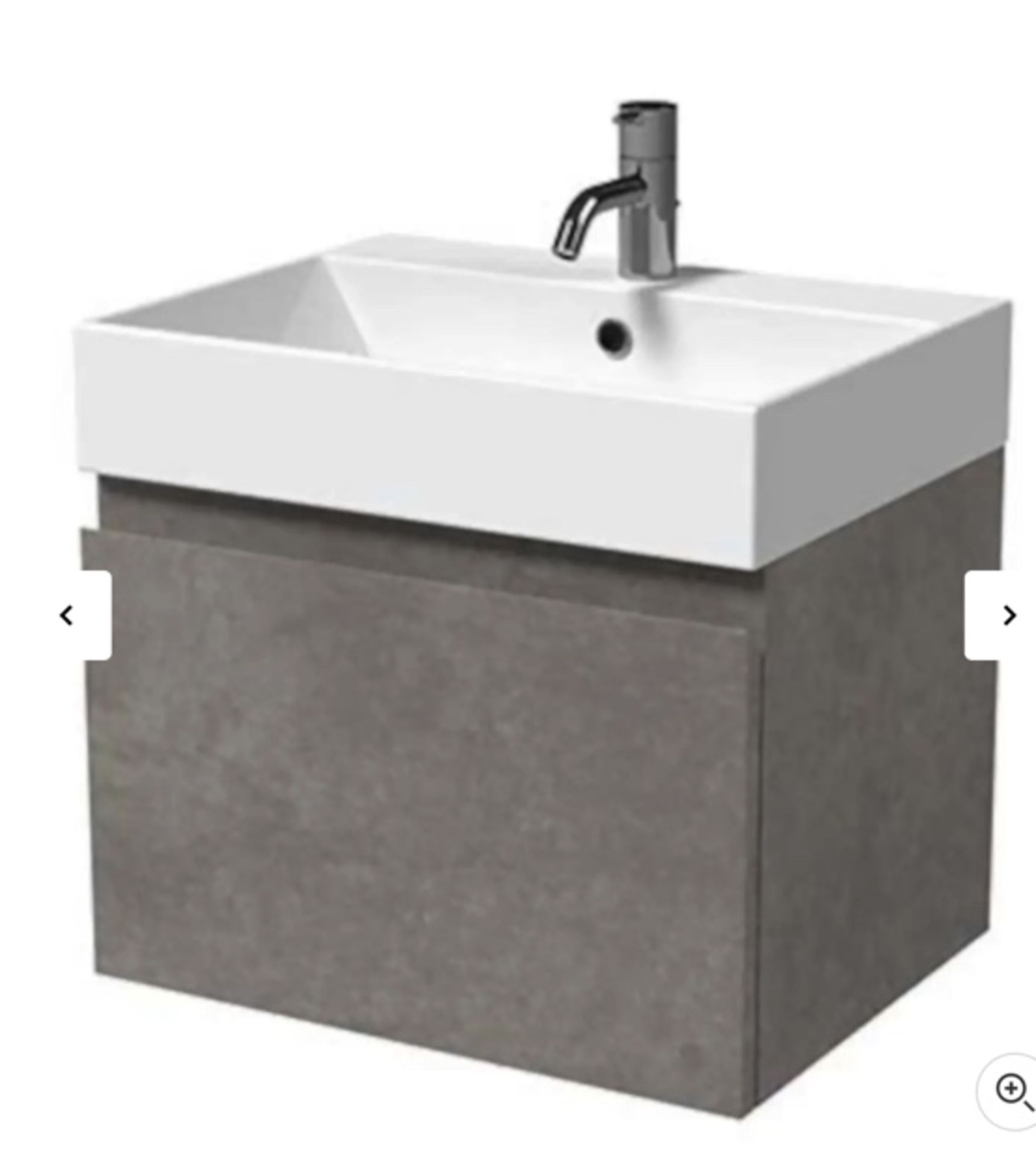 Brand New Boxed Mino 500mm Wall Hung Vanity Unit With Basin - Concrete RRP £220 *No Vat*