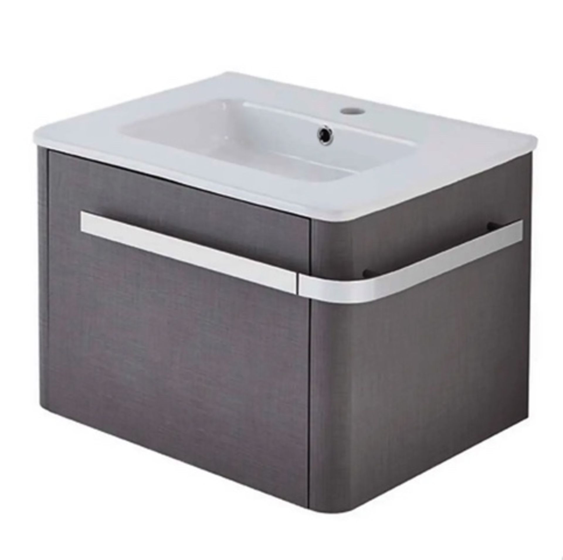 Brand New Boxed Linen 600mm Wall Hung Vanity Unit with Basin - Grey RRP £595 **No Vat**