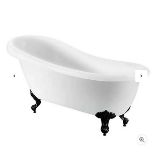 Brand New Kingham White Slipper Roll Top Bath With Black Feet RRP £795 *No Vat*