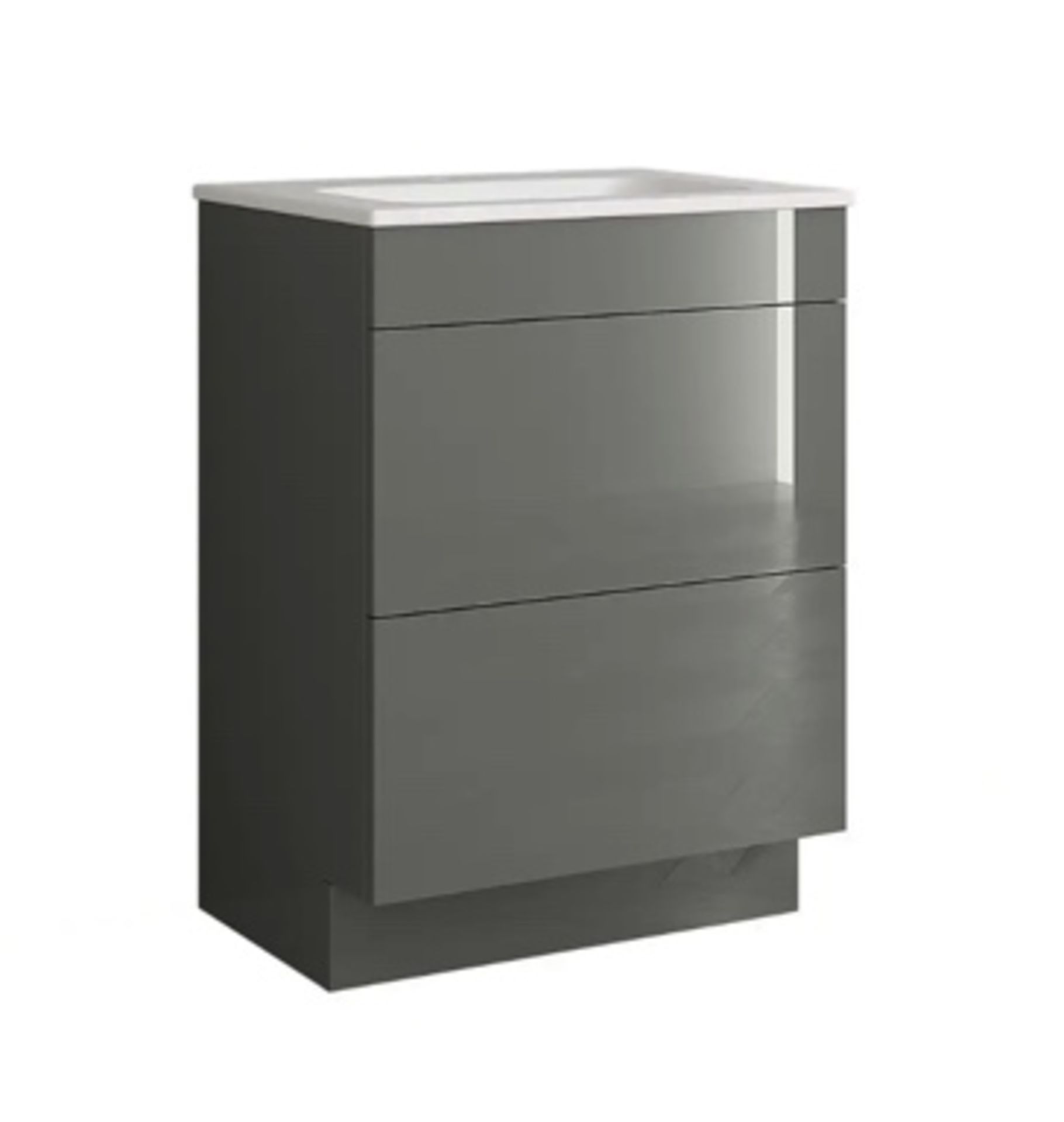 Brand New Boxed House Beautiful 600mm Floorstanding Vanity Unit - Gloss Grey RRP £320 **No Vat**