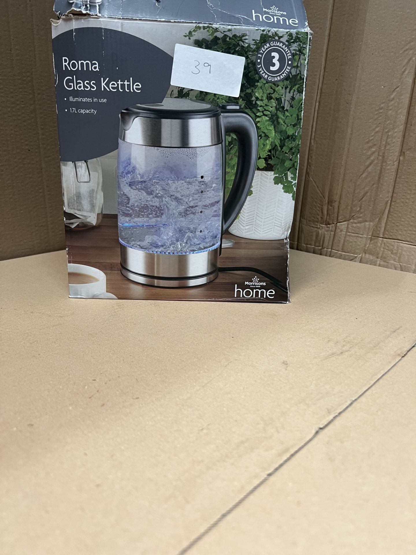 Morrisons Roma Glass Kettle. RRP £21.99 - GRADE U