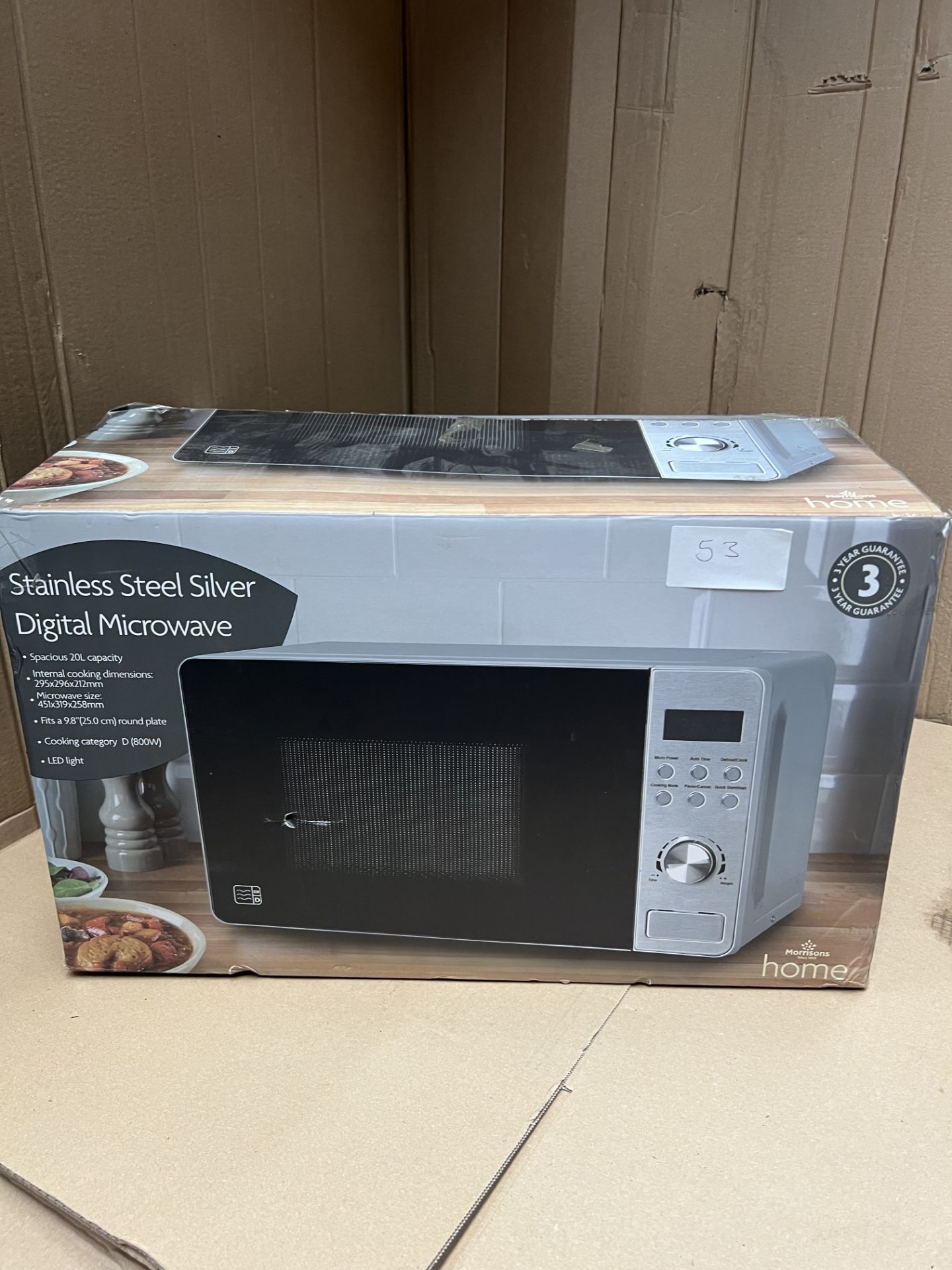 Morrisons Home Stainless Steel Silver Digital Microwave. RRP £79.99 - GRADE U