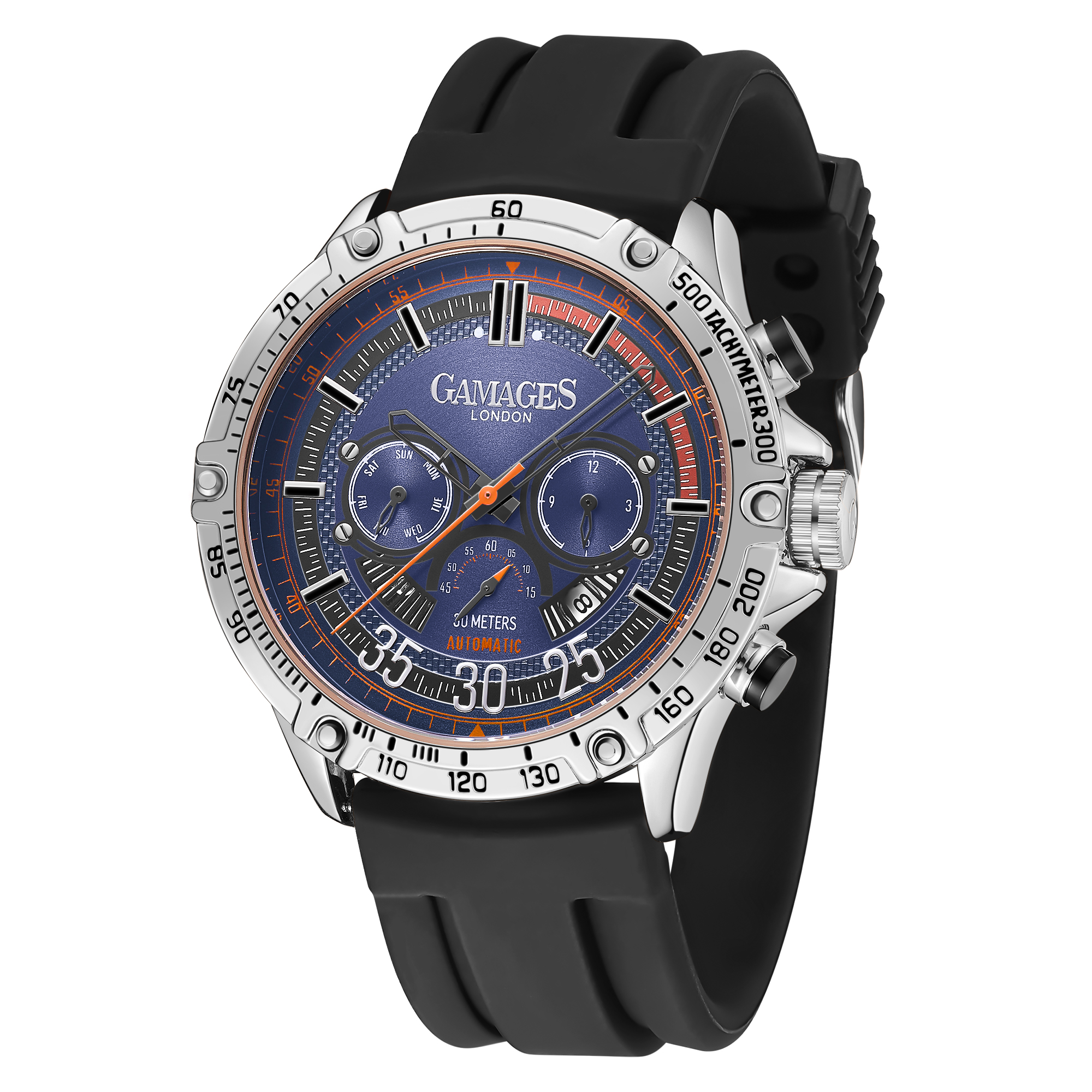 Gamages of London Hand Assembled Mechanical Racer Automatic Steel - 5 Years Warranty and Free Deliv.