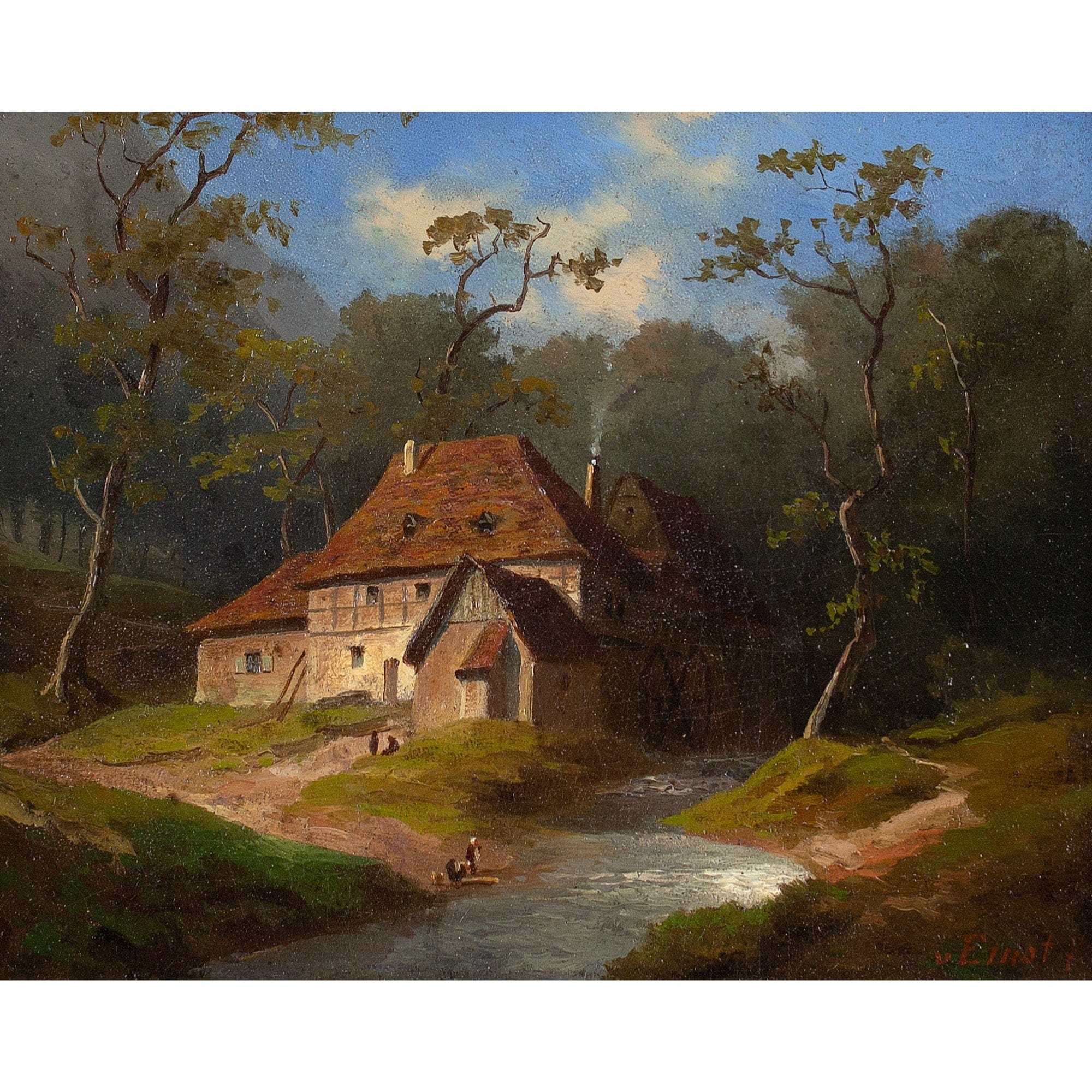 Emil Von Ernst, Alpine Landscape With Watermill - Image 2 of 5