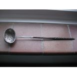 Antique Georgian Silver Punch Ladle With Embossed Floral Design