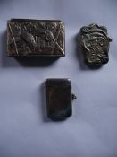 2 X Antique Vesta Cases + Decorated Cigarette Box