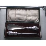 Edwardian Silver Shoehorn and Buttonhook Set, Cased