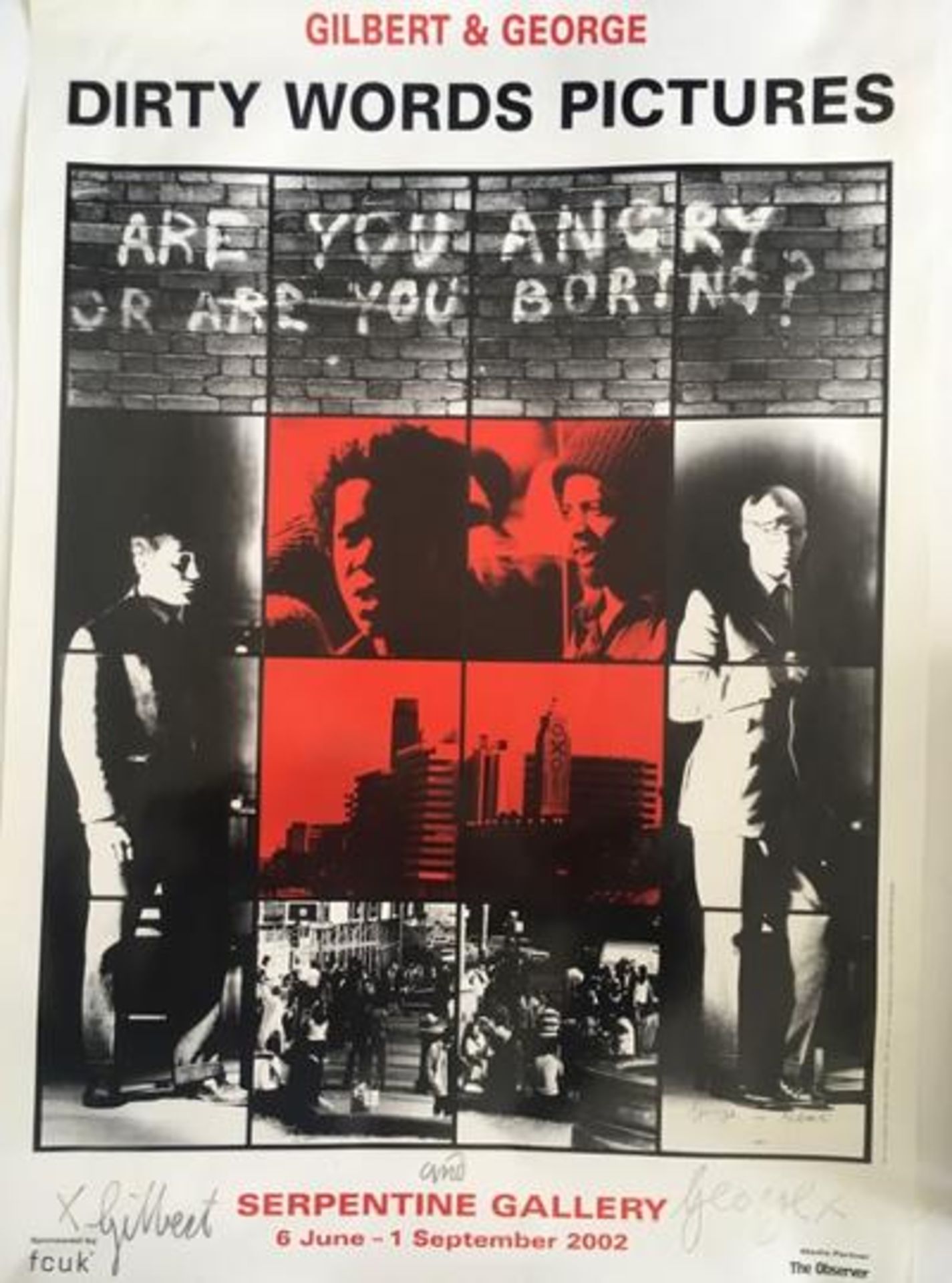 GILBERT & GEORGE Italian & British (b.1943 & 42) ANGRY BORING, Dirty Word Poster, Hand Signed, 20...