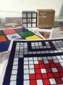 Invader (France b. 1969-) "Rubikcubist" Invader Postcard Kit & RUBIK'S X INVADER CUBE, Sold Out E...