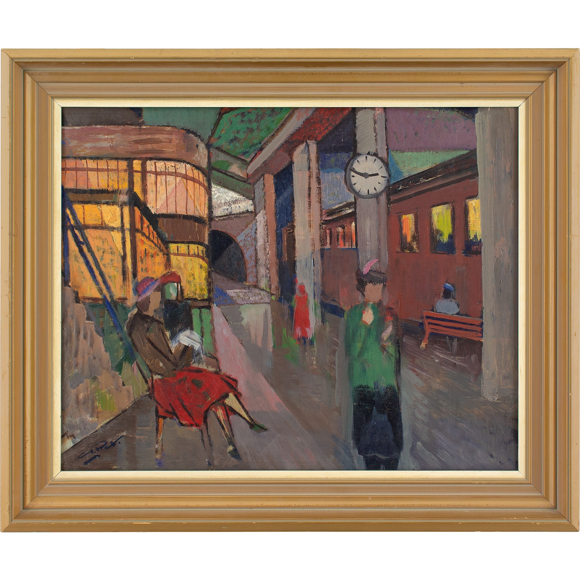 Mid 20th Century Danish School Oil Painting, Train Station