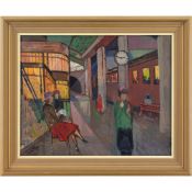 Mid 20th Century Danish School Oil Painting, Train Station