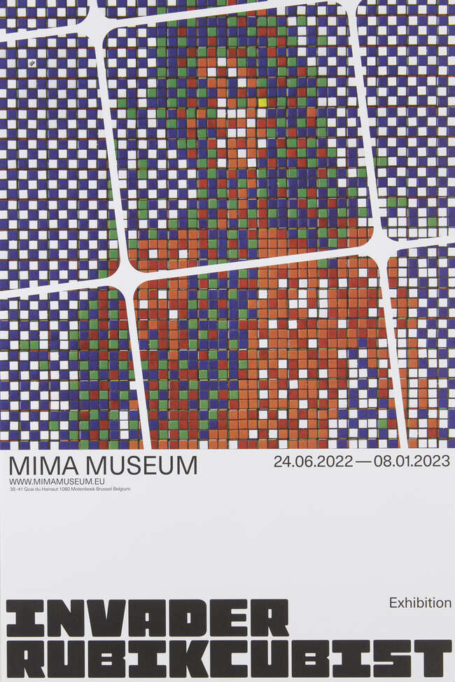 Invader (b. 1969-) Rubikcubist Poster 8 Mademoiselle France 2021– A Mima Exhibition Poster, 2022