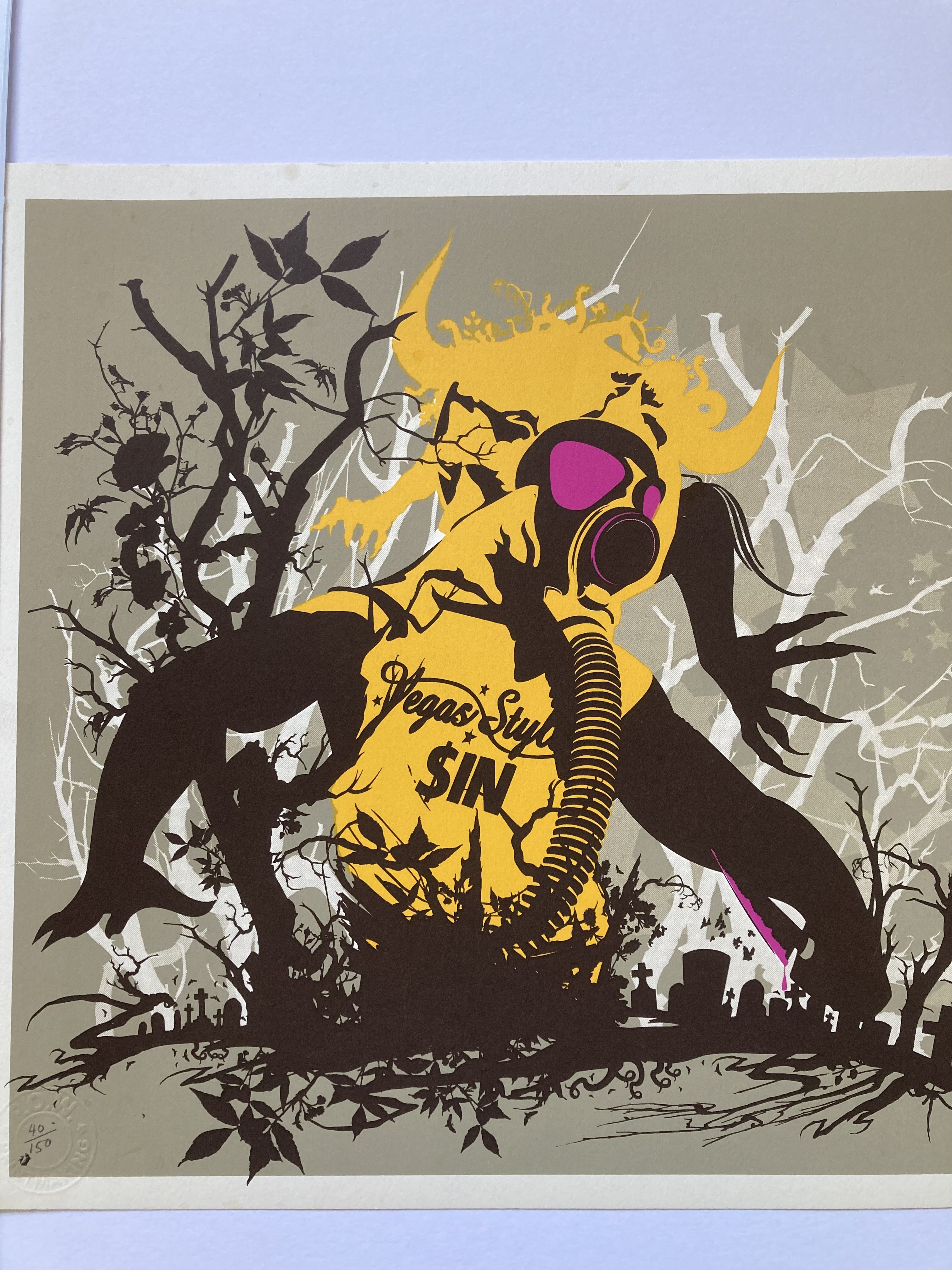 PAUL INSECT(B.1971)Vegas Style Sin-Screen Print in color with Pictures on Walls Banksy blind stam... - Image 4 of 10