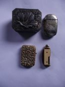3 x Antique Vesta Cases + Decorated Metal Box (Snuff )