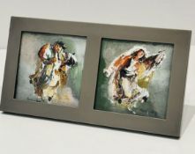 A Pair of Small Oil Paintings - Israeli Dancers - Signed