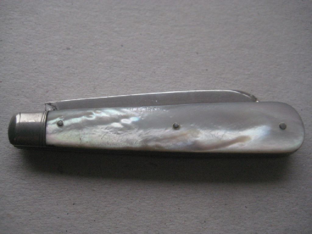 Rare George V Mother of Pearl Hafted Silver Bladed Orange Peeler Folding Fruit Knife - Image 10 of 12