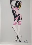 Bambi (b 1990-) ‘I'M TOO HOT FOR MY BURKA’ GREY EDITION GrafSpray Stencil Art with COA, 2013