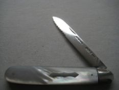Rare Edwardian Saw Silver Bladed Folding Fruit Knife