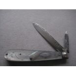 George III Mother of Pearl Hafted Twin Bladed Silver Bladed Folding Fruit Knife