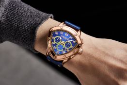 Gamages of London Hand Assembled Crest Automatic Rose Blue - 5 Years Warranty and Free Delivery