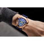 Gamages of London Hand Assembled Crest Automatic Rose Blue - 5 Years Warranty and Free Delivery