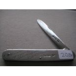 Rare Edwardian Elder Dempster R.M.J. Sekondi Engraved Silver Folding Fruit Knife