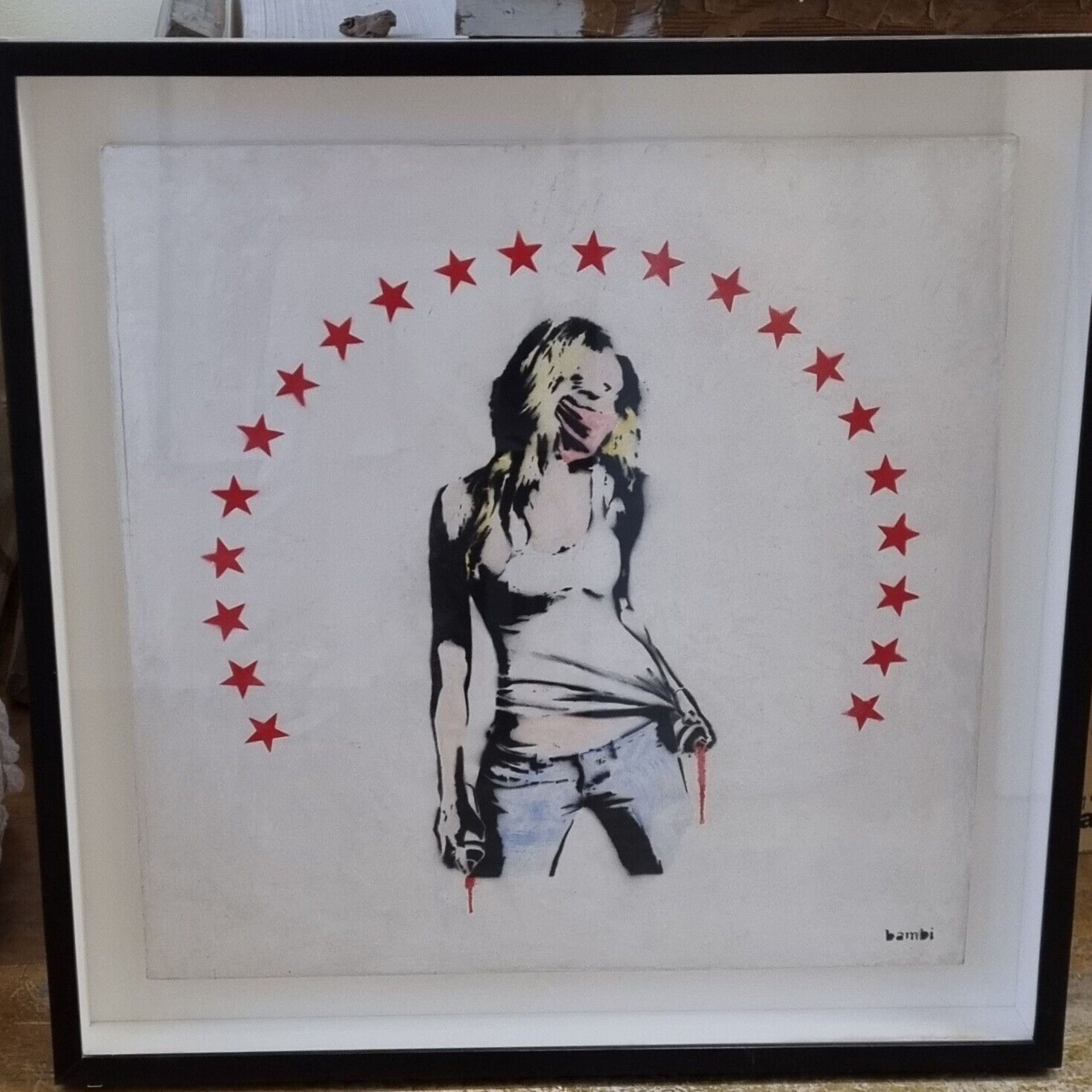 Bambi (b 1990 UK) STARGIRL - Pink Stars Edition Graffiti Spray Stencil Art with COA, 2013 - Image 10 of 10