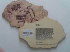 BANKSY (British 1970 -) Peckham Rock 'Shopping Trolly's' Wooden Postcard from the British Museum...