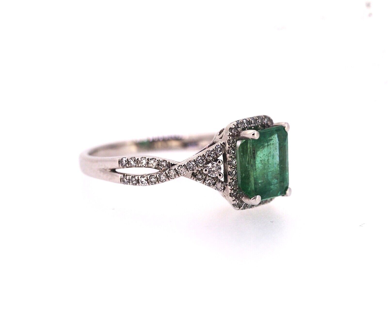 Certified 2.30 tctw Natural Emerald and Diamonds 18K White Gold Ring - Image 7 of 7