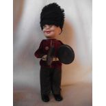 Vintage Clockwork Guardsman Playing Cymbals - Moving Bisque Head -1950's-1960's