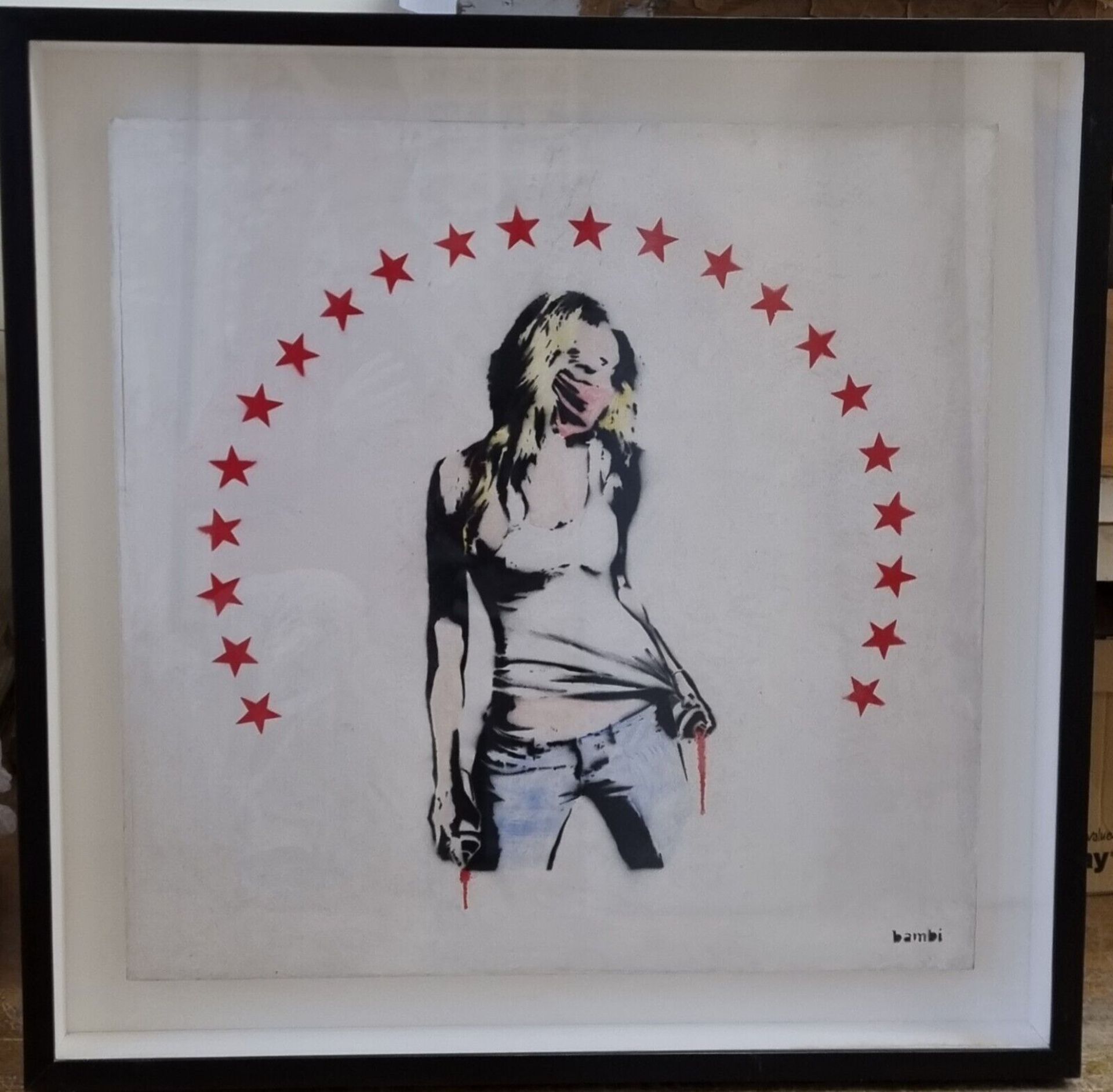 Bambi (b 1990 UK) STARGIRL - Pink Stars Edition Graffiti Spray Stencil Art with COA, 2013