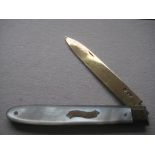 Rare George III Mother of Pearl Hafted Silver-Gilt Bladed Folding Fruit Knife
