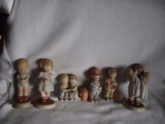 6 x Vintage Mabel Lucie Attwell Figurines - Made by Enesco - 1990's