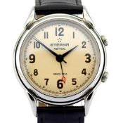 Eterna / Reveil Alarm - Black Strap - Gentlemen's Steel Wristwatch