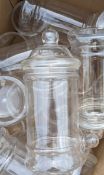 12 Clear Plastic Sweet Jars With Lids.