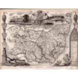 County of Suffolk Steel Engraved Victorian Antique Thomas Moule Map.