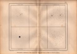 Star Atlas Heliographical Star Clusters Astronomy Antique Map.