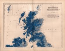 British Isles North Hydrographic 1871 WK Johnston Antique Map