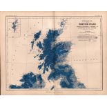 British Isles North Hydrographic 1871 WK Johnston Antique Map