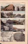 Action of Rain & Streams 1871 WK Johnston Antique Print.