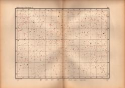 Star Atlas Declination 10 Hr -3 Degrees Astronomy Antique Map.